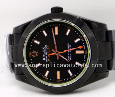 Rolex Milgauss Watch Solid Black w/ Black Face 40mm